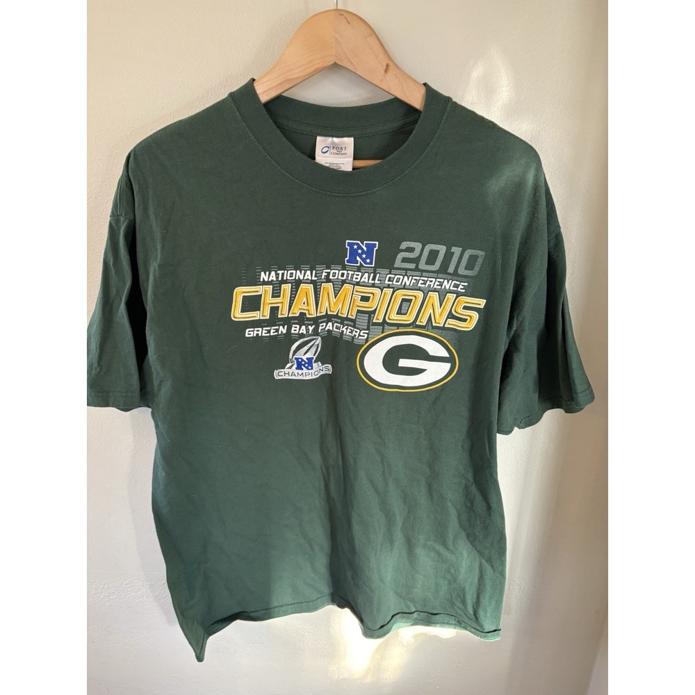 Green Bay Packers 2010 NFC Champions Port & Company T-Shirt XL Green Cotton